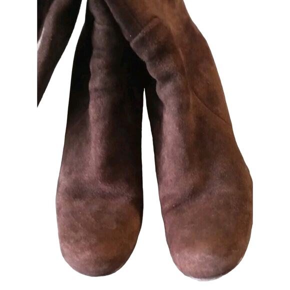 Charles David Vero Cuoio Brown Suede Boots 37.5 Italy, Sz 7 US 2" Heel Zipper - Picture 5 of 7